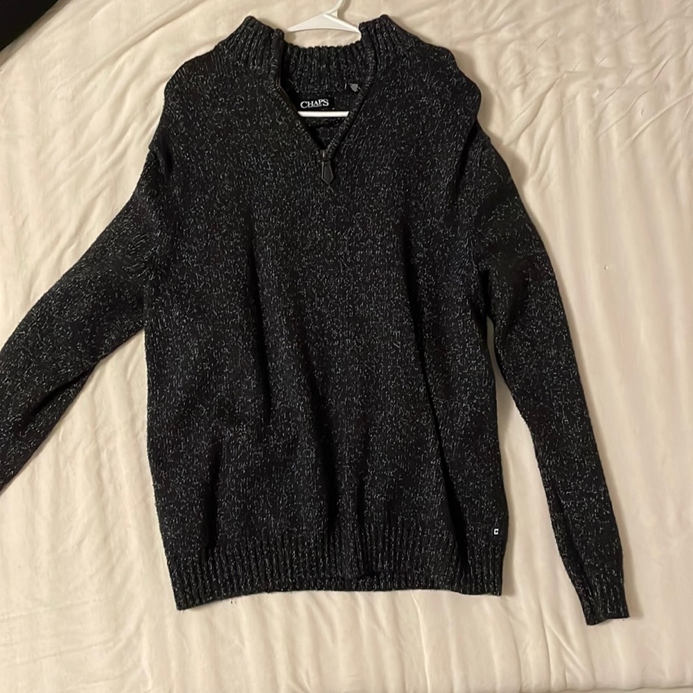 Chaps black sweatshirt. Worn one time.